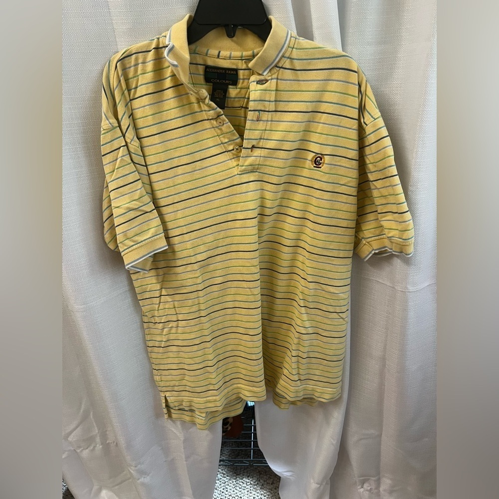 Alexander Julian Yellow Polo Shirt Classic Casual Style